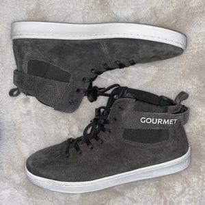 RARE ! mens gourmet brand leather suede hi top sneaker